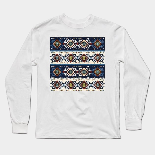 Aztec pattern tribal style native background bold colors mexican design Long Sleeve T-Shirt by T-Mex